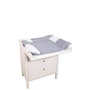 ULLENBOOM ® Protection pour matelas à langer 75x85 cm gris étoilé (Made in EU) - Housse pour matelas à langer en coton, serviette de matelas à langer, motif : étoiles, points (ULLENBOOM, neuf)