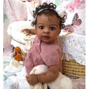 Anano 23 inch PoupéE Reborn Realiste Bebe Reborn Silicone Plein Corps Noir,PoupéE Grande Taille Reborn Fille en Silicone Grande Taille,Accessoires BéBé Reborn BéBé Nouveau-Né Poupon RéAliste (Anano Baby Dolls - SX, neuf)