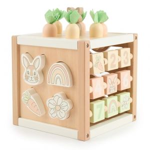 Bieco Cube de motricit&eacute;, motif lapin Fine XXL, bois durable FSC&reg; , cube de jeu pour b&eacute;b&eacute;, d&egrave;s 1 an, cube d'activit&eacute;s, centre d'activit&eacute;s, Montessori (BIECO Spielwaren, neuf)