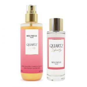 MOLYNEUX – Quartz Liberty - Eau de parfum 100ml et brume pailletée 200ml, parfum femme floral fruité et brume corporelle scintillante, coffret cadeau femme (Berdoues France, neuf)
