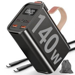 50000mAh Batterie Externe 140W Power Bank:Charge Rapide avec &eacute;cran num&eacute;rique,Chargeur Portable Grande capacit&eacute; 4 Sorties et 2 entr&eacute;es, Batterie Externe pour iPhone iPad MacBook Pro (XINGXINGXIANGRONG1, neuf)