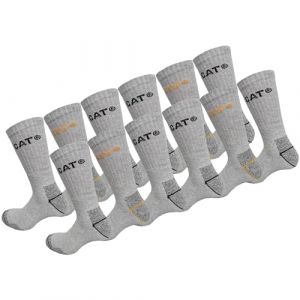 Caterpillar 12 Paires Chaussettes Travail Mi-Mollet - Chaussures de Sécurité - Pointe et Talon Renforcé - Coton Eponge (43-46, Gris Melange) (Naduf, neuf)