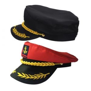 Holibanna 2 Pièces Casquette Marine Chapeaux Casquette De Marin Chapeau De Pirate Marine Marins Anniversaire Brodé Ajustable Mariage Bleu Nautique Accessoires Tricorne Cadet Polyester Coton (dibey, neuf)