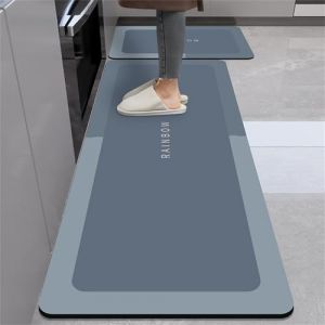 Highdi Absorbant Diatomite Tapis Cuisine, Exquis Moderne Tapis Cuisine Devant Evier Séchage Rapide, Tapis Cuisine Antidérapant, Lavable Tapis de Cuisine, pour Cuisine, Salon (50x200cm,Bleu) (Highdi, neuf)