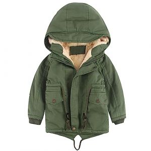 linboo Enfant Gar&ccedil;on Manteau Chaud Blouson &agrave; Capuche Hoodie Parka Doublure Polaire Epais Veste d'Hiver pour B&eacute;b&eacute; Gar&ccedil;on Fille, Vert, 6 ans (TBONBON-EU, neuf)