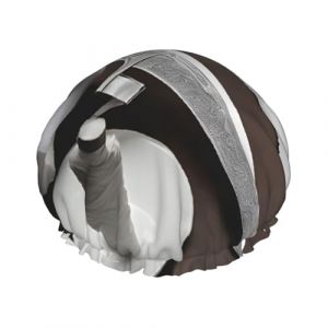 Bonnet de douche doublé double couche imprimé épée de samouraï japonais, bonnet de douche réutilisable pour femme (QICHENBO, neuf)