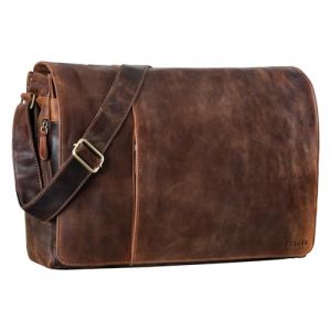 STILORD 'Maximus' Sac XXL en Cuir - Grand Sacoche pour Ordinateurs 17, 18, 19 et 21 Pouces - Porte-Documents, Cartable et Sac Bandoulière en Cuir Véritable, Couleur:Kansas - Marron (STILORD Cuir, neuf)