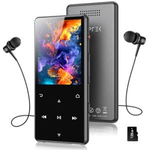 AGPTEK 128Go MP3 Bluetooth 5.4 avec Haut-Parleur, 2.4" Grand &Eacute;cran Lecteur MP3 Sport en M&eacute;tal Son HiFi sans Perte Lecteur de Musique Enfant Portable Baladeur MP4 avec Bouton Enregistreur Radio FM-Noir (Dreameater, neuf)