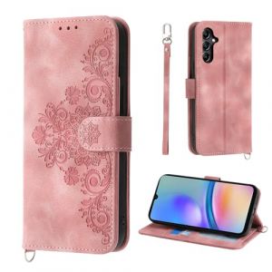 Auslbin Fleur Coque Samsung Galaxy A05S 4G 6.7", 5 Cartes &eacute;tui de Protection en Cuir PU de Style Vintage pour Samsung A05S 4G /SM-A057F/DS Housse, Rose (Qiaozhixi Technology Company, neuf)