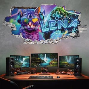 tjapalo&reg; xp2 Sticker mural prenom personnalis&eacute; Autocollants Muraux Gamer sticker mural chambre fille Poster Murale deco Sticker Gamer Stickers Muraux Sticker mural enfant garcon Sticker mural ado (tjapalo&reg;, neuf)