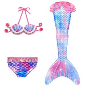 Maillot De Bain Enfant Fille Joli Maillot de Bain d'été Cosplay Party Fille Manches Longues 3 Pièces Deguisement Océan Piscine Natation Plage Costume de Bain de Plage (HIKLASbien, neuf)