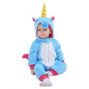 Doladola Bébé Garçon Filles Flannelle Animal Pyjama À Capuche Licorne Unésies (Bleu, Taille (12-18 Mois) (Doladola-FR, neuf)