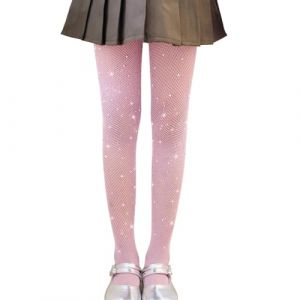 LOLANTA 2-Pack Collants Résille Filles, Collants Strass Étincelants pour Enfants Bas de Concours de Danse, Rose scintillant, 4-8 ans, L (LOLANTA, neuf)