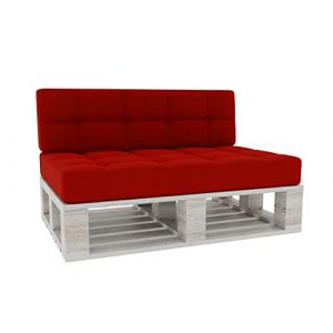 Coussin pour Palette Coussin d'assise Dossier piqué PFG (Set (Coussin d'assise 120x80 +Dossier 120x40), Rouge) (FavreShop, neuf)