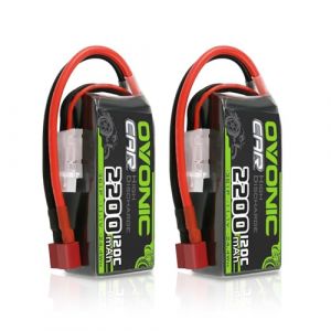 OVONIC Lot de 2 batteries Lipo 3s 11,1 V 120 C 2200 mAh avec prise Deans pour h&eacute;licopt&egrave;re d'avion, sp&eacute;cialement con&ccedil;ue pour voiture RC RC 1:14 RC Car Avion (OVONIC Direct, neuf)