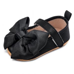MASOCIO Chaussure Bebe Fille Ballerine Chaussures de Marche B&eacute;b&eacute; Souple Taille 20 Chaussons Premier Pas Princesse 12-18 Mois Noir (Ortego, neuf)