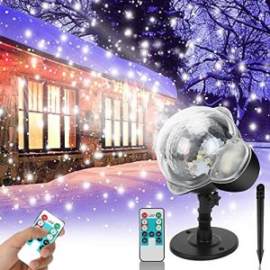 AAOTE Projecteur de Chute de Neige de No&euml;l, projecteur LED Flocon de Neige ext&eacute;rieur, projecteur de Chute de Flocon de Neige Blanc &eacute;tanche pour int&eacute;rieur f&ecirc;te Maison Jardin Mariage Halloween No&euml;l (LuckyBasket, neuf)