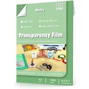 Film transparent pour imprimantes jet d'encre 30 feuilles de papier transparent pour r&eacute;troprojecteur 100% transparent 8,5 x 11 pouces (Fast Media Ships From USA, neuf)