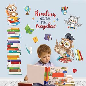 wondever Stickers Muraux Coin Lecture Autocollants Muraux Mural Stickers Enfants Animaux Chouette pour Chambre Enfants Salle de Cours (Wondever EU, neuf)