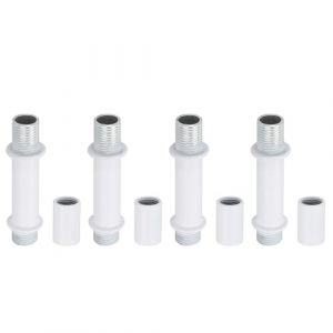 PATIKIL Kit Tige de Lampe à Tube Droit, 4 Ensemble M10 Acier au Carbone 40mm(1.57") Long Tige Filetée à Double Extrémité avec Écrous D'Accouplement Connecteur à Manchon, Blanc (PATIKIL UK, neuf)