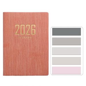 RuiChy Mini 2026 Agenda de Poche, Couverture Textur&eacute;e en PU Petit A7 Planner Semainier 128 Pages Weekly Agenda Journalier Organisateur Calendrier Carnet avec Morandi Onglets D'Index (Rose) (RichUp, neuf)