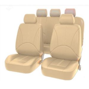 LEMAS Cuir Ensembles de Housses Siège Voiture pour Audi A6 C5 4B Avant A6 C6 4F Avant A6 C6 4F, Couvre Sieges Confortables Respirant Imperméable Nonslip Interieu,A-Beige (yuanpingshiliguochanbaihuodian, neuf)