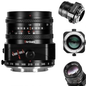 7artisans Objectif d'appareil Photo inclinable 50 mm F1.4 - Demi-Format APS-C - Grand diaphragme - Objectif Prime manuels Portrait Miniature - Enregistrement Lilliput pour M43 Mount (Black) (Happy Star EU, neuf)