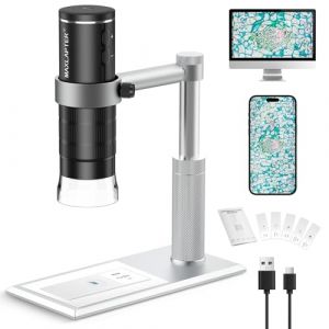 MAXLAPTER Microscope Num&eacute;rique WiFi, 50X-1000X Microscope Num&eacute;rique sans Fil pour Adultes et Enfants, Cam&eacute;ra USB avec Support M&eacute;tallique, Compatible avec iPhone iPad Android Windows Mac (WR COMPANY, neuf)