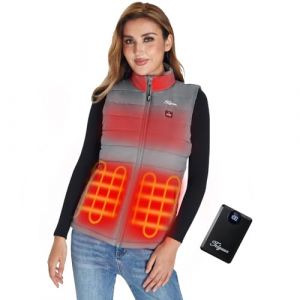 Telguua Gilet Chauffant avec Batterie Externe 12000mAh 5V, USB Rechargeable Gilet Chauffants pour Femme, 3 Temp&eacute;rature R&eacute;glable Heated Vest, Lavable en machine, Randonn&eacute;e en plein air, ski (HEXINLIAN, neuf)