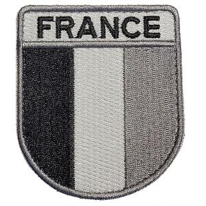 Ecusson Drapeau Fran&ccedil;ais Gris Tissu brod&eacute; avec scratch Collection France Tricolor Bleu Blanc rouge (Full Collection, neuf)