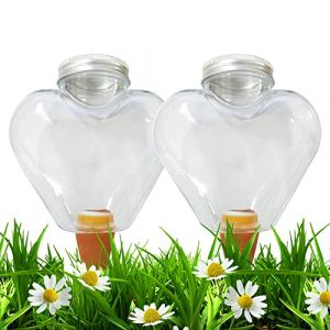 2 Pi&egrave;ces Cone Arrosage Bouteille 500ML, Bille Argile Plante Interieur, Syst&egrave;mes D'irrigation Automatique pour Planter Pot, Distributeur Eau Plantes Arroser Vacances Transparent Boules (Forme de Coeur) (hongenerlu, neuf)