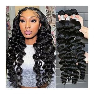 Extensions de cheveux Bundles de tissage de cheveux péruviens bruts Bundles de cheveux humains Bundle de vague lâche de 30 pouces Remy Extensions1 / 3/4 Bundles for les femmes Faisceaux de cheveux hu (qiyueshanghang, neuf)