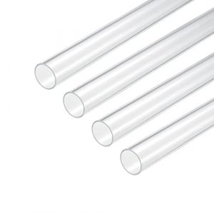 sourcing map Acrylique Tuyau Transparent Rigide Rond Tube 18mm ID 20mm OD 10" pour Lampes et Lanternes, Eau refroidisement Système 4pcs (Weisser Berg, neuf)