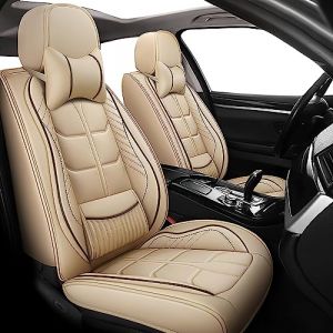 Tefebatu Housse de Siège Voiture pour Mini 3-Door 2014-2017,Convient pour 5 Sièges, Coussin De Siège De Voiture en Similicuir,avec Soutien Lombaire Et Appui-Tête (QIOPLF, neuf)