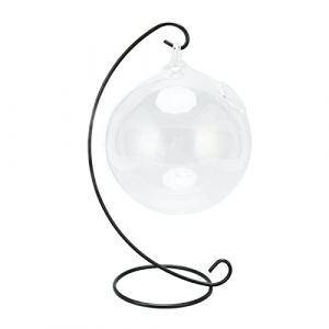 Aquarium &agrave; Poissons en Verre Suspendu, Petit Vase &agrave; Poissons en Verre de Table, Mini Bol &agrave; Poissons Rouges D'aquarium de Table, Bol &agrave; Poissons en Verre Suspendu de Bureau Transparent avec Support pour (BOLONIYA, neuf)