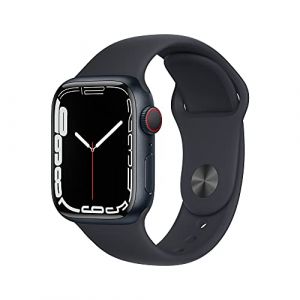 Apple Watch Series 7 (GPS + Cellulaire, 41MM) Boîtier en Aluminium Minuit avec Bracelet Sport Minuit (Reconditionné) (GRADE MOBILE EU, neuf)