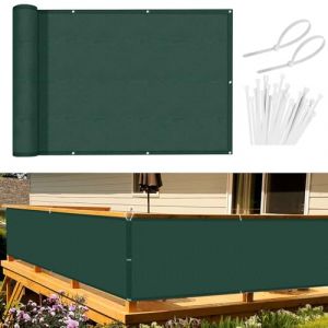Sunnylaxx Brise Vue Balcon Vert foncé 90x600 cm, Cache Brise Balcon pour Jardin Exterior PES, avec Trous et Serre câbles, UV Résistant (QiangeEUDS, neuf)