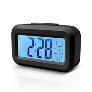 Baxcdyswe Horloge Numérique, Reveil Numerique, Alarm Réveil LED avec Fonction Snooze, Réveil Horloge Digitale sans Tic-Tac avec Affichage Date, Température, Horloge de Bureau à Piles (Noir) (BUSUIOC AISEO S.R.L., neuf)