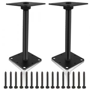 AKOLAFE Lo de 2 Support Poteau Bois Support de Poteau Réglable 110 mm x 110 mm x 250 mm Filetage M24 mm Socle Béton Réglable Pied De Poteau Reglable Support Poteau Bois (LU YUANWEI, neuf)