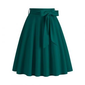 seiveini Jupe Plissée Vintage pour Femme Femme Jupe Mi-Longue Taille Haute avec Ceinture Jupe Trapèze Rockabilly Jupe évasée Style Rétro années 50 et 60 Jupe d'été Décontractée A Vert XS (BgandDesign, neuf)