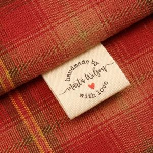 Étiquettes personnalisées en coton avec logo ou texte pour accessoires de couture, étiquettes pour articles faits à la main, étiquettes de vêtements, étiquettes à coudre, logo personnalisé, 100 % (QIJUNDIAN, neuf)