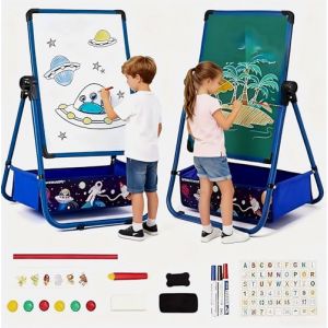 Siairo Chevalet pour Enfants, Enfant Chevalet avec magn&eacute;tique/tableau blanc, Rotation &agrave; 360&deg; pour les enfants &agrave; partir, bleu (Siairo-fr, neuf)