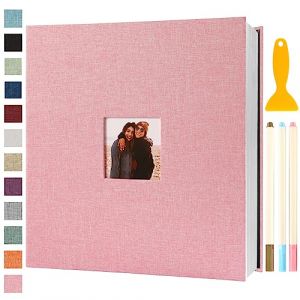 Album Photo Adhesif Vierge 33x32 CM Classeur Photo Livre Photo Personnalisable Scrapbook de Classe Mariage Livre D'or Enfant Bebe Carte Postale DIY, 120 Pages Rose (Semfalbuums, neuf)