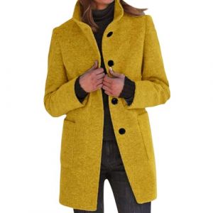 Manteau Femme Hiver Sherpa Grande Taille Officier Laine Saison Moumoute Mouton Winter Jacket Women Manteaux Vetement Blousons Manteau Veste Laine Femme Jaune 3XL (TOFOTL✈8-21 Jours Arrivent, neuf)