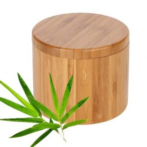 LWZko Boite Sel et Poivre, Boîte de Sel, Boîte à Sel En Bambou Avec Couvercle Magnétique Pivotant, pour Stockage Condiment Cuisine (1, Circulaire) (LWZko, neuf)