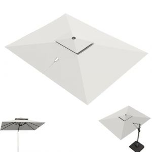QSPNVFB Rectangulaire Auvent De Rechange pour Parasol Déporté 3X4 M 8 Baleines Toile De Rechange pour pour Parasol De Terrasse Extérieur Protection UV(Beige,Double Top 3x4m(10' x 13')) (xuyuhenghe, neuf)