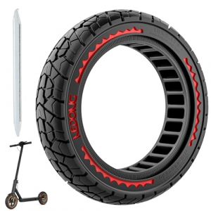 OUXI 10X2.125 Off Road pneu pour Scooter &eacute;lectrique Ninebot F20/F30/F40/F65, pneus en caoutchouc solides de 10 pouces pour pneu de Scooter &eacute;lectrique solide avant et arri&egrave;re Tubeless(Rouge 1pc) (Bcayang, neuf)