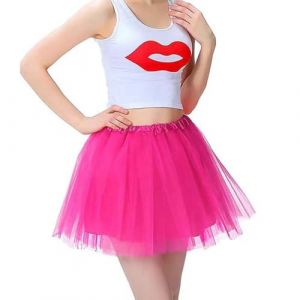 Jupe en Tulle pour Femme Jupe Tutu Rétro Jupe Tutu en Tulle à Trois Couches pour Adultes avec Doublure Jupe en Tulle des Années 80 pour Halloween Rock Party Festival Celebration（Rose） (HouGa, neuf)