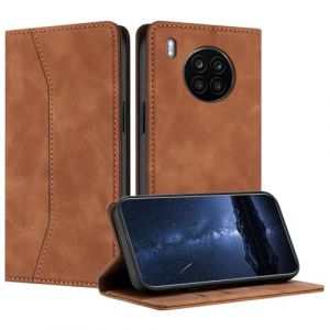 Mo-Beauty Coque Compatible avec pour Huawei Honor 50 Lite/Nova 8i, Etui Protection Housse en Cuir PU Portefeuille Rabat Clapet Case, Pochette Flip Magn&eacute;tique &Eacute;tui Case Coque Cuir (Kaki) (Yellow & Valley, neuf)