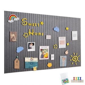 120x90cm Grande Planche &agrave; &Eacute;pingles en Feltre Auto-Adh&eacute;sive, Tableau en Feltre avec 60 &Eacute;pingles, Tableau M&eacute;mo pour Bureau, Cuisine, Photos, M&eacute;mos, gris fonc&eacute; (yjspbsm-shop, neuf)